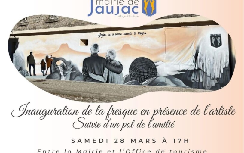 Inauguration de la fresque en présence de l'artiste_Jaujac