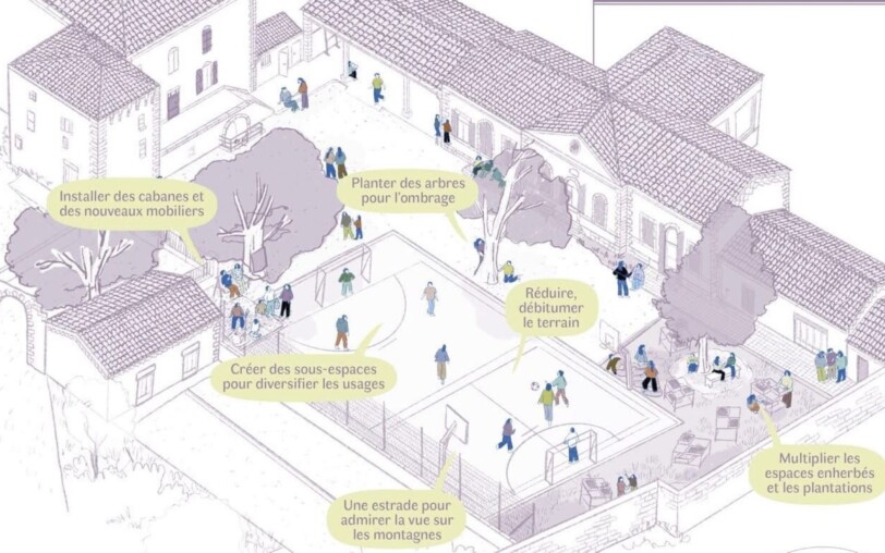 Réunion de présentation pour l'aménagement de la cour de l'école de Jaujac