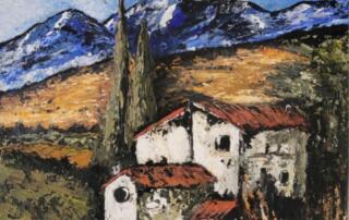 Peinture représentant village de Annie Rossat pour son exposition à Jaujac - ©Annie Rossat