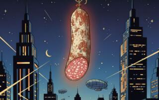 2054, le temps des saucissons, spectacle de théâtre en ardèche à Jaujac - ©gemini-ia