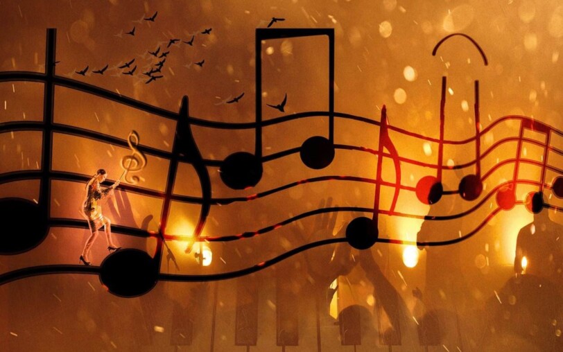 Fête de la musique, notes, feu, artistes