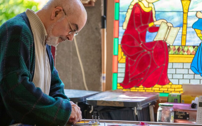 Barnas - Atelier St Théophrède - montage vitrail