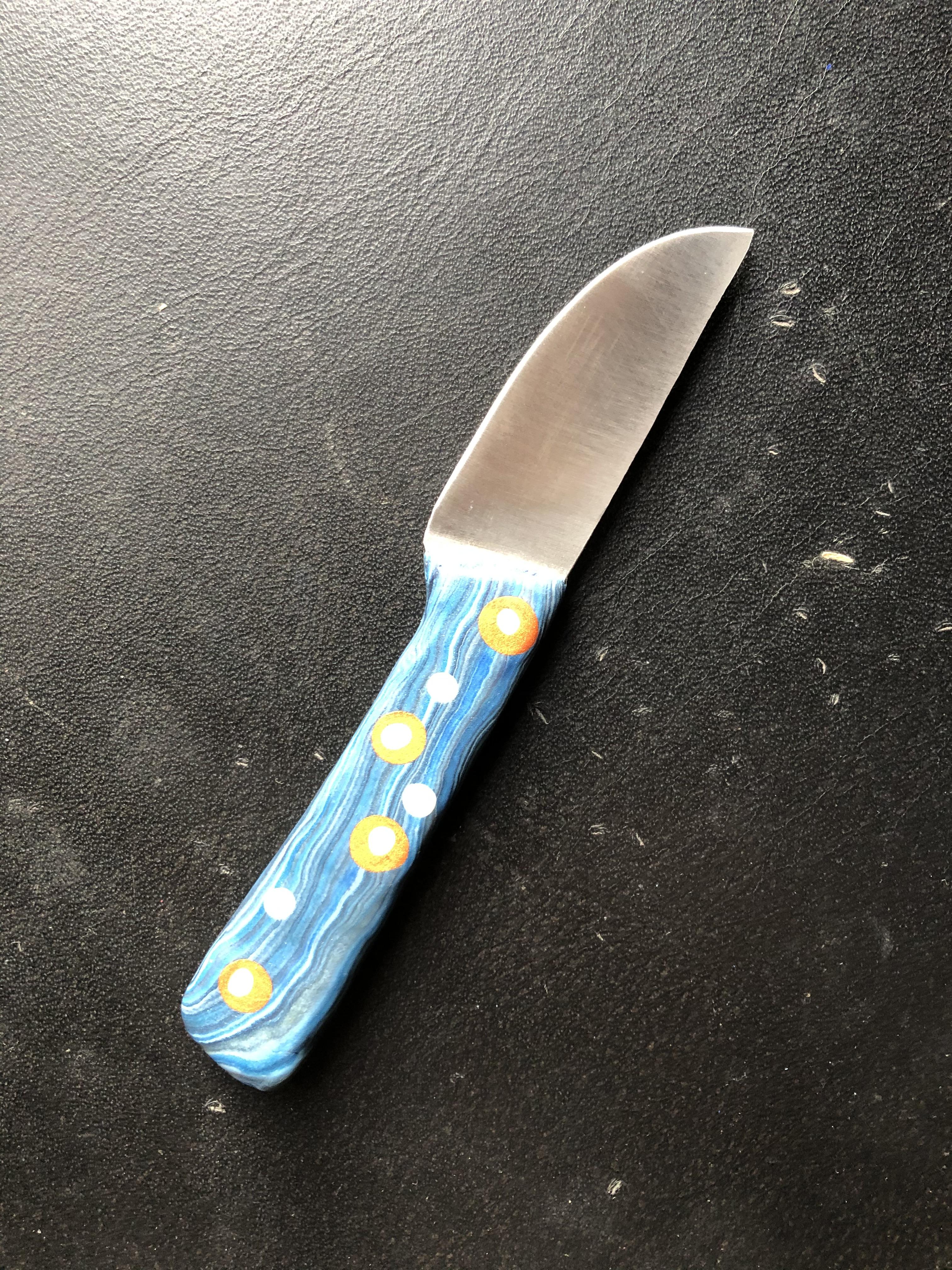 Canif droit manche composite bleu