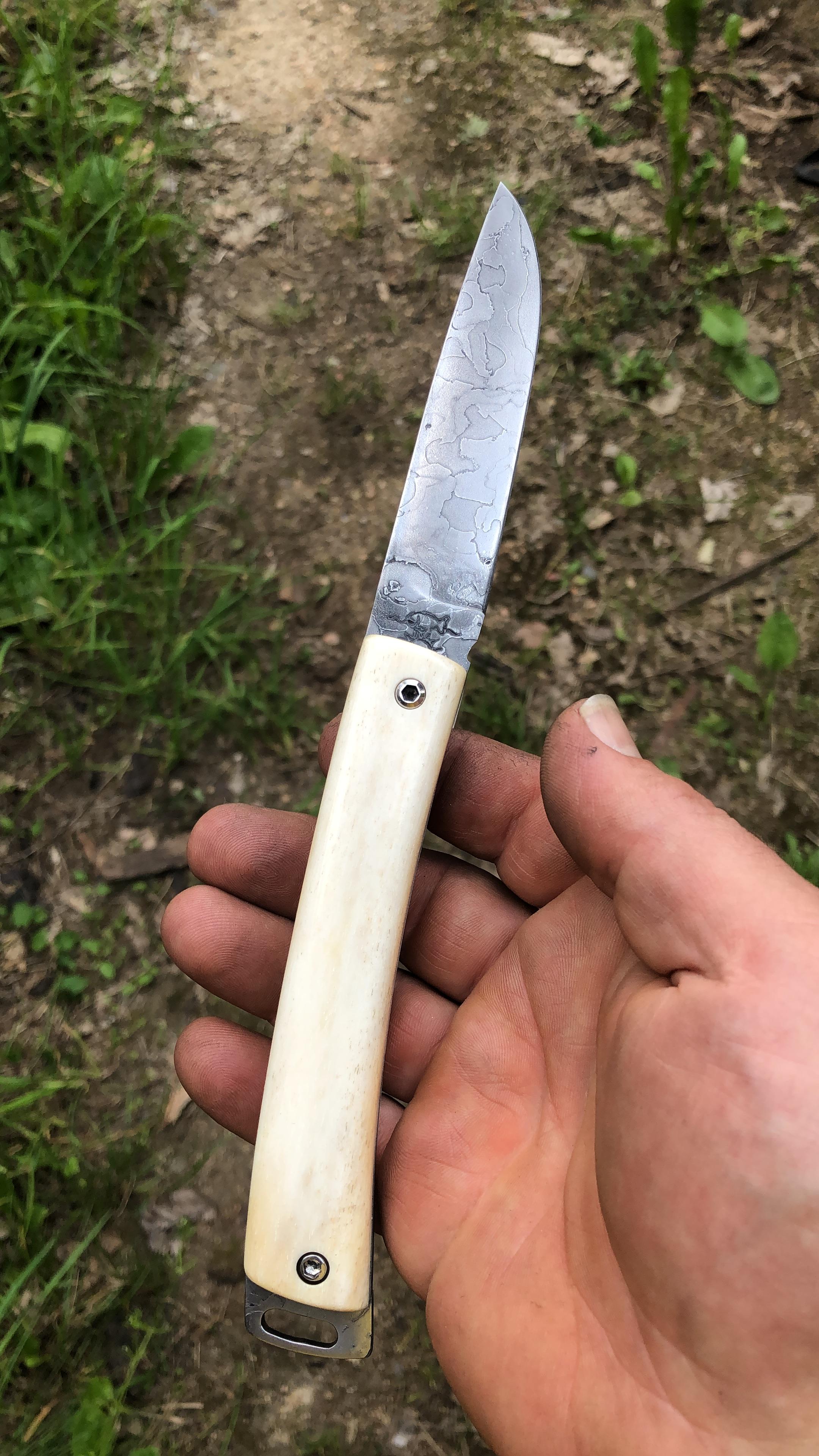 Couteau pliant Damas et os