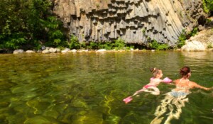 Jaujac - Baignade dans le Lignon à la Turbine-2 ©S.BUGNON
