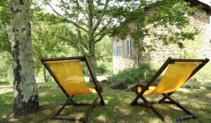 Espace repos dans le parc.