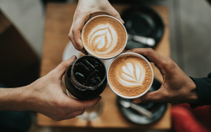 matins, café, amis
