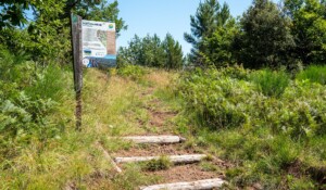 Meyras - totem Géoparc Monts d'Ardèche - haut du volcan du Souilhol ©sourcesetvolcans