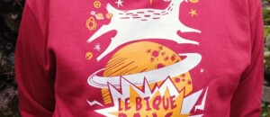 "le bique bang" tshirt fait par la sérigraphie Le Myrtillier