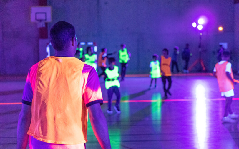 Nuit du sport, futsal dans le gymnase de Montpezat sous Bauzon