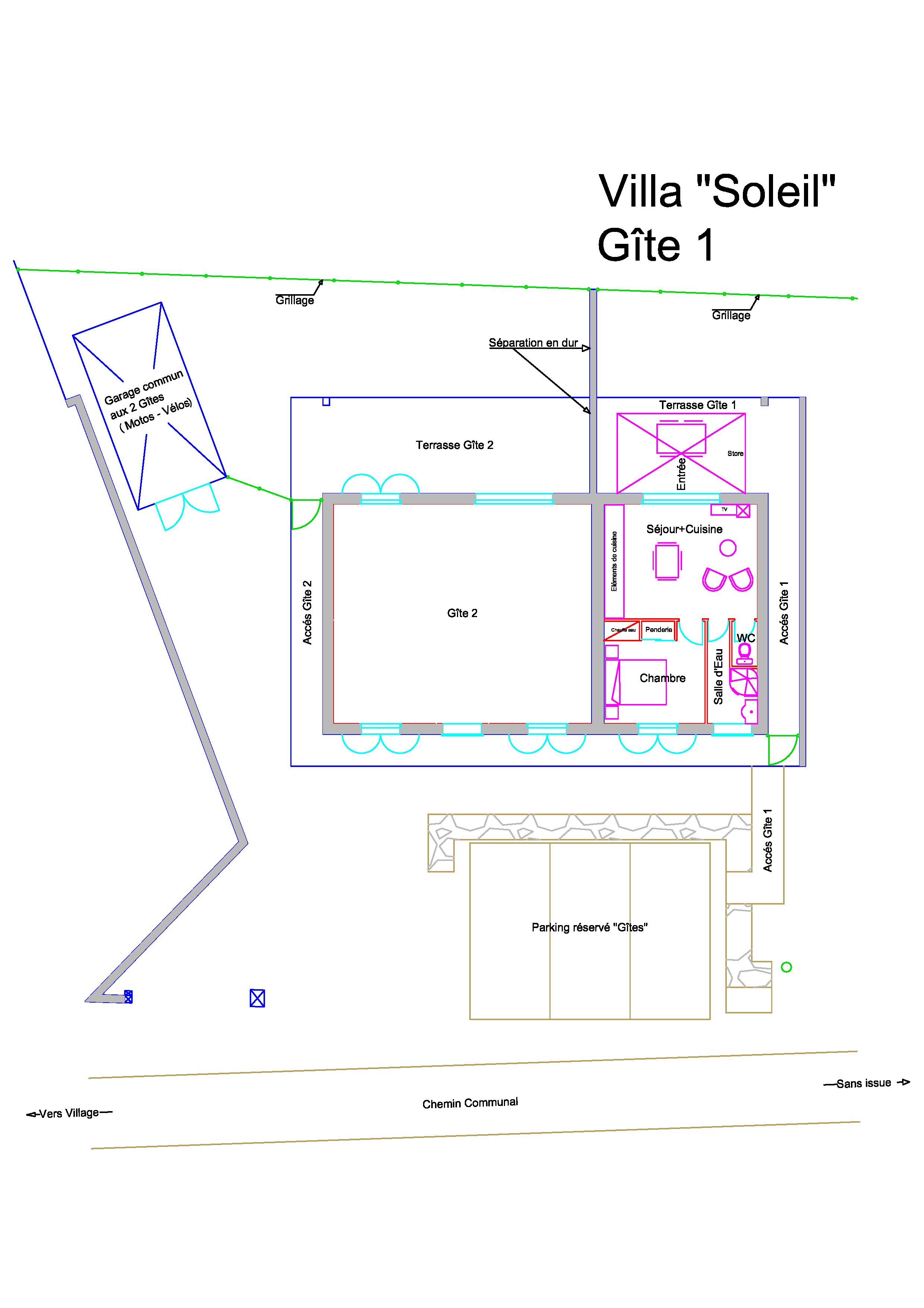 Plan du gite Villa Soleil 1 à Meyras