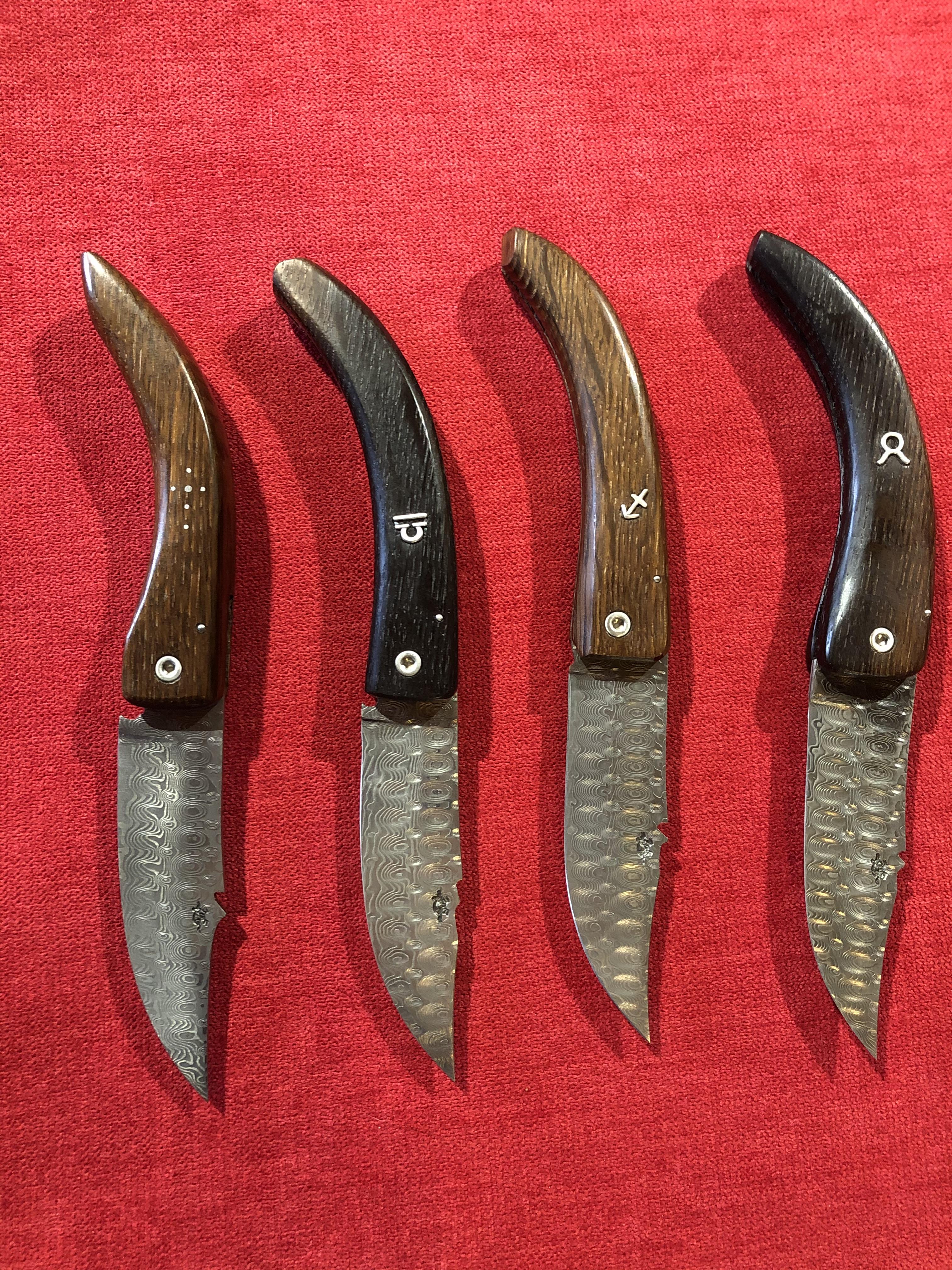 Set de 4 couteaux Damas inox pliants inspiration Corse