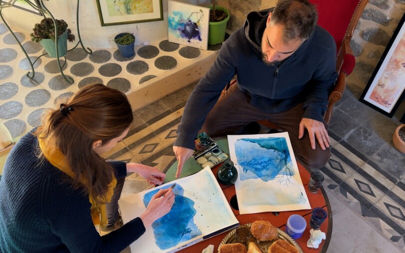 Stagiaire initiation à l'aquarelle avec Loren Bes